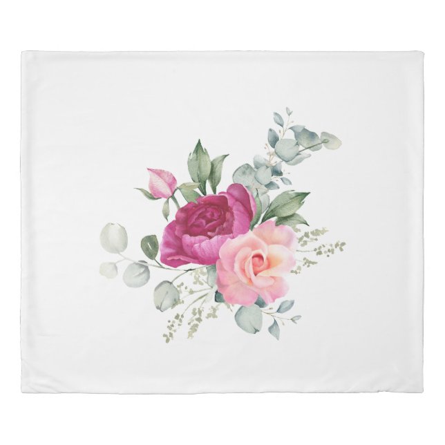 Burgundy Pink Flowers  Duvet Cover (Front)