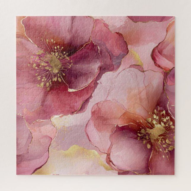 Burgundy Pink Flowers Jigsaw Puzzle (Vertical)