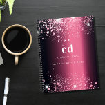 Burgundy pink glitter dust monogram 2024 planner<br><div class="desc">A burgundy faux metallic looking background with pink faux glitter dust.  Personalize and add your monogram initials,  name and a year 2023 (or any year)</div>