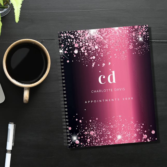 Burgundy pink glitter monogram 2026 planner (Creator Uploaded)