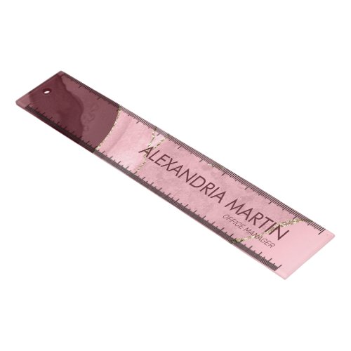 Burgundy Pink Gold Glitter Professional Name Title Ruler