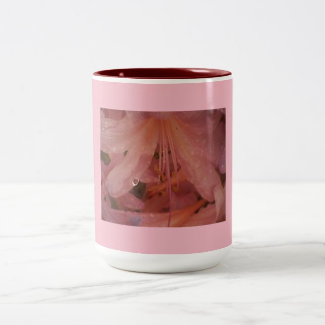 Burgundy Pink Lily Two-Tone Coffee Mug (Center)