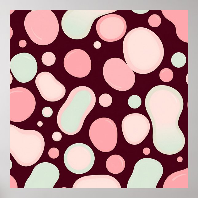 Burgundy Pink Mint Organic Blob Pattern Abstract Poster (Front)