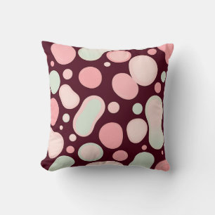 Burgundy Pink Mint Organic Blob Pattern Abstract Throw Pillow