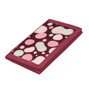 Burgundy Pink Mint Organic Blob Pattern Abstract Tri-fold Wallet