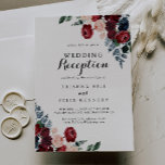Burgundy Pink Navy Floral Wedding Reception Invitation<br><div class="desc">This burgundy pink navy floral wedding reception invitation is perfect for a rustic post elopement party. The design features watercolor pink, blush, navy, blue and burgundy peonies, roses with green foliage neatly assembled into elegant bouquets. RSVP cards are sold separately, or you can the RSVP details to the back or...</div>