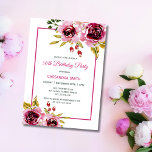 Burgundy Pink Purple Rose Rustic Floral Birthday  Invitation<br><div class="desc">Honor a special woman with this elegant and feminine Birthday party invitation. This design features a watercolor purple,  pink and burgundy rose flower with green leave arrangement. All texts are editable. Matching items available in store!</div>