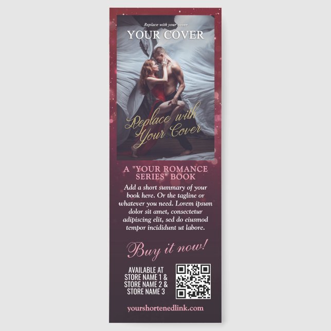Burgundy Pink Romance Book Cover About the Author Bookmarks (Front)