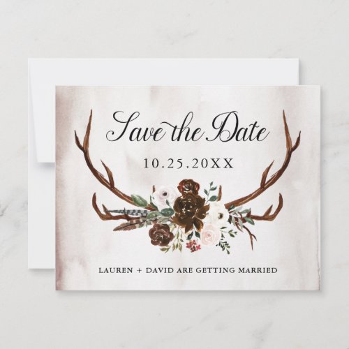 Burgundy Pink Rose Floral Wedding Save the Date Announcement