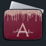 Burgundy Pink Rose Gold Glitter Sparkle Monogram Laptop Sleeve<br><div class="desc">Burgundy and Pink - Rose Gold Faux Dripping Modern and Elegant Girly Glitter and Sparkle Elegant Monogram Case. This case can be customized to include your initial and first name.</div>