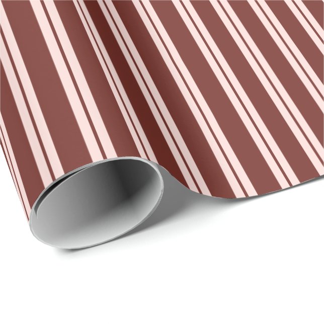 Burgundy Pink Striped Wrapping Paper (Roll Corner)