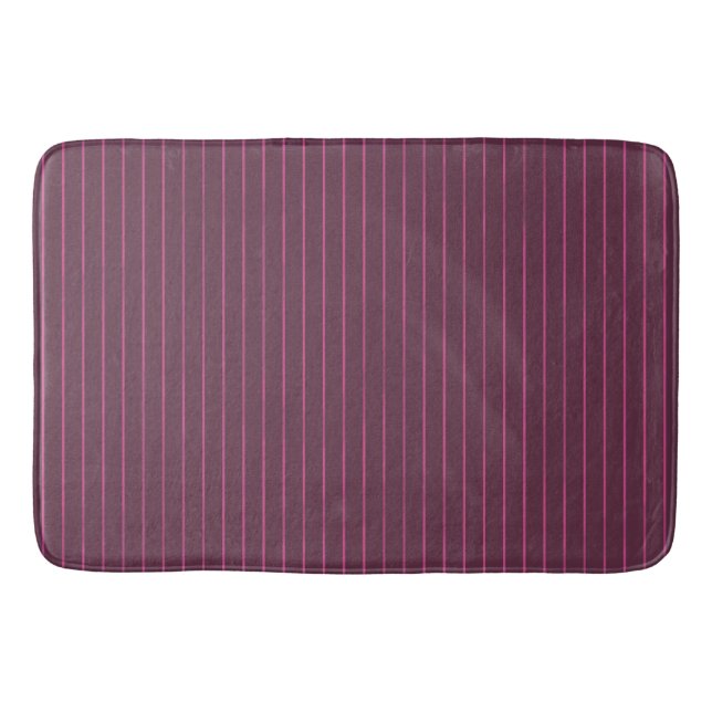 Burgundy pinstripes bath mat (Front)