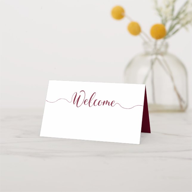 Burgundy Place Cards for Wedding Tables (Front)