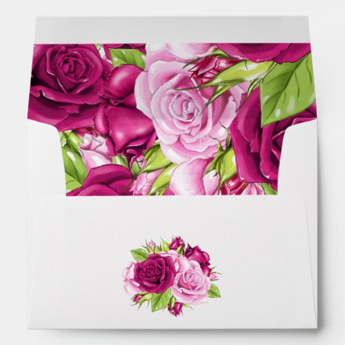 Burgundy Plum and Blush Pink Floral Envelope