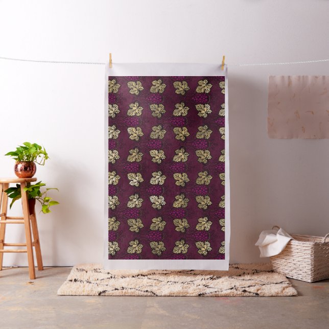 Burgundy Plum and Gold Wine themed Fabric (In Situ)