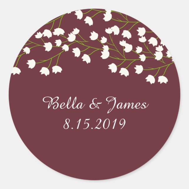 Burgundy Plum Baby's Breath Wedding Stickers (Front)