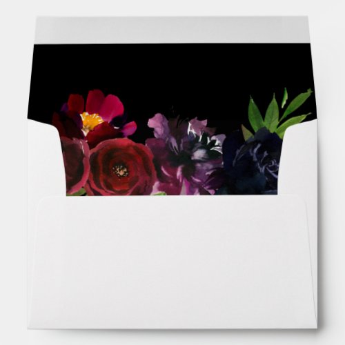 Burgundy Plum Navy Floral_ Black Envelope