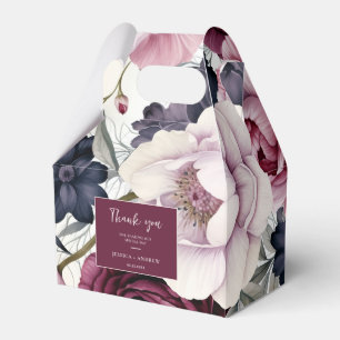 Burgundy Plum Purple Floral Watercolor Wedding Favor Boxes