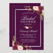 Burgundy Plum Purple Flowers Autumn Bridal Shower Invitation (Front/Back)