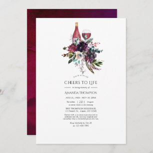 Burgundy Plum Red Wine Tasting Celebration of Life Invitation