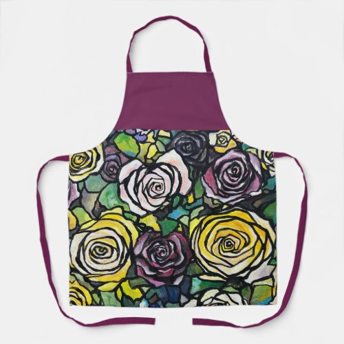 Burgundy Plum Roses Apron