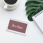 Burgundy Plum Sketched Cursive Script Business Card Case<br><div class="desc">Elegant business card case features your name,  title,  or choice of personalization in white hand scripted cursive lettering on a burgundy plum purple background.</div>