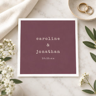 Burgundy Plum Typewriter Winter Wedding Favor Napkins