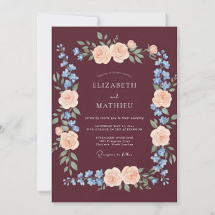 Burgundy Poetic Fall Wedding Invitation