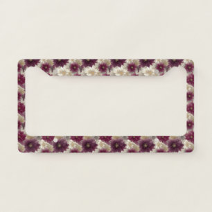 Burgundy Poinsettia Christmas Pattern (1) License Plate Frame