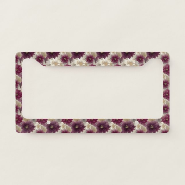 Burgundy Poinsettia Christmas Pattern (1) License Plate Frame (Front)
