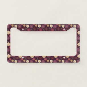 Burgundy Poinsettia Christmas Pattern (3) License Plate Frame