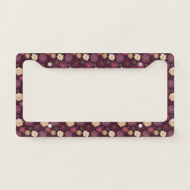 Burgundy Poinsettia Christmas Pattern (3) License Plate Frame (Front)