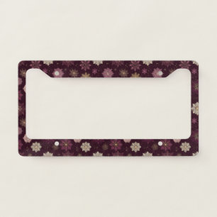 Burgundy Poinsettia Christmas Pattern (4) License Plate Frame