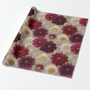 Burgundy Poinsettia Christmas Pattern (7) Wrapping Paper