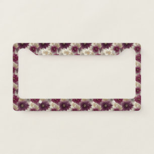 Burgundy Poinsettia Christmas Pattern License Plate Frame