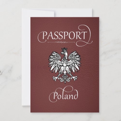 Burgundy Poland Passport Save the Date Card