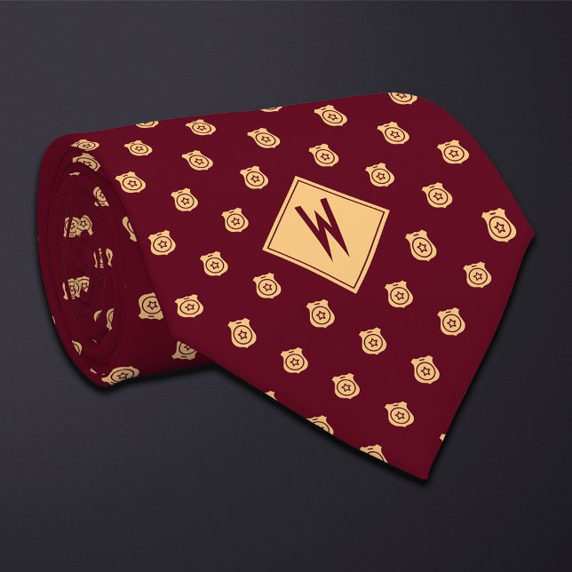 Burgundy Police Badge Pattern Neck Tie (Creator Uploaded)