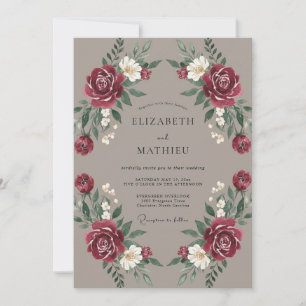 Burgundy Polished Fall Wedding Invitation