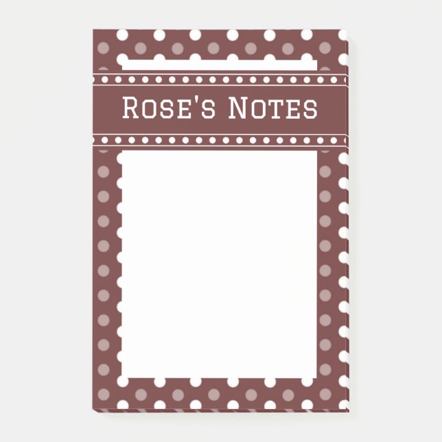 Burgundy Polka Dot Post-it Notes (Front)