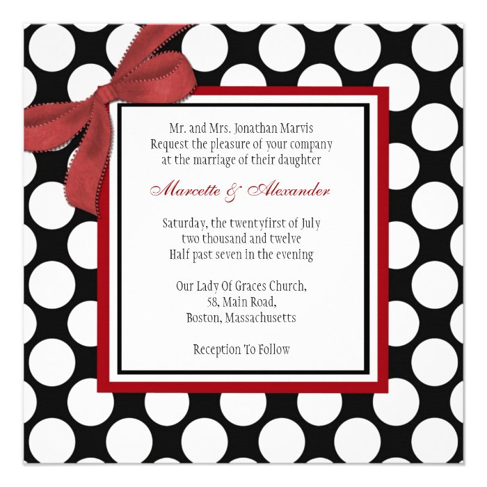 Burgundy Polka Dot Wedding Invitation