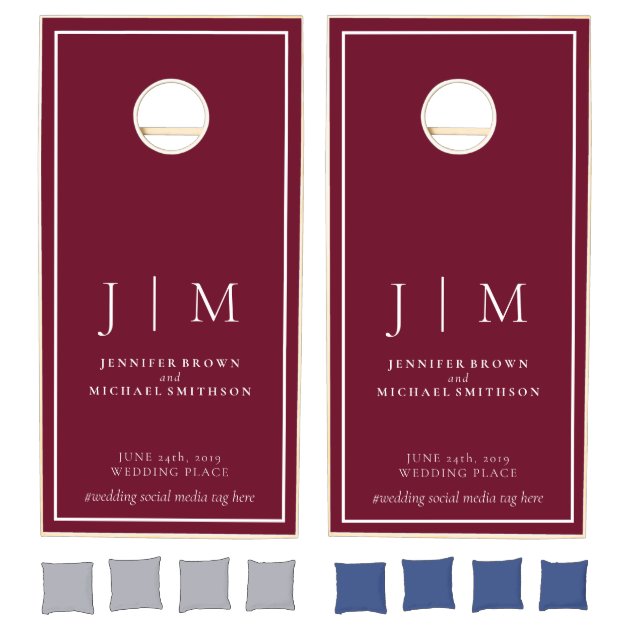 Burgundy Popular Simple Formal Wedding Couple Cornhole Set