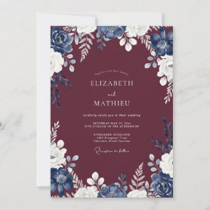 Burgundy Prestigious Winter Wedding Invitation