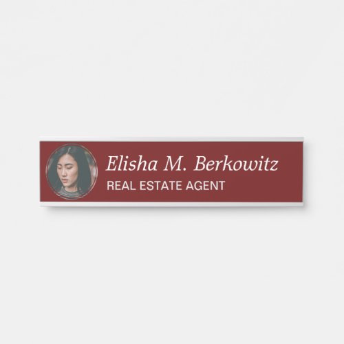Burgundy Professional Office Photo Desk Name Plate