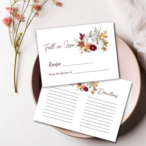 Burgundy Pumkpkin Fall Bridal Shower Recipe Note Enclosure Card