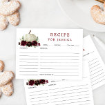 Burgundy Pumpkin Bridal Shower Recipe Postcard<br><div class="desc">Share your favorite recipe with the Bride-to-be!

Visit our website for more designs and inspiration: www.creativeuniondesign.com</div>