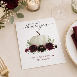 Burgundy Pumpkin Bridal Shower Thank You Card