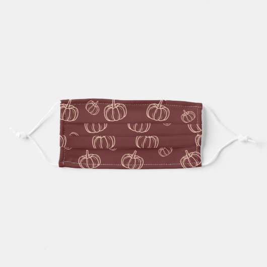 Burgundy Pumpkin Face Mask for Halloween or Fall (Front, Folded)