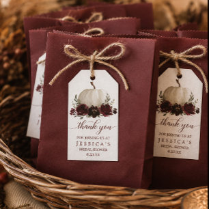 Burgundy Pumpkin Fall Bridal Shower Favor Tags