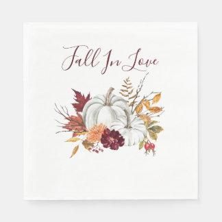 Burgundy Pumpkin Fall Bridal Shower Paper Napkins