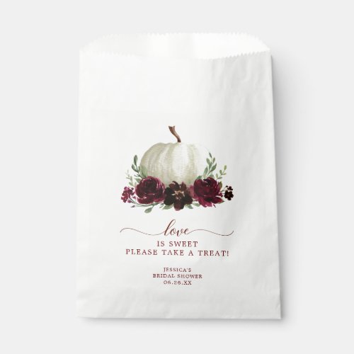 Burgundy Pumpkin Fall Favor Bag Love is Sweet